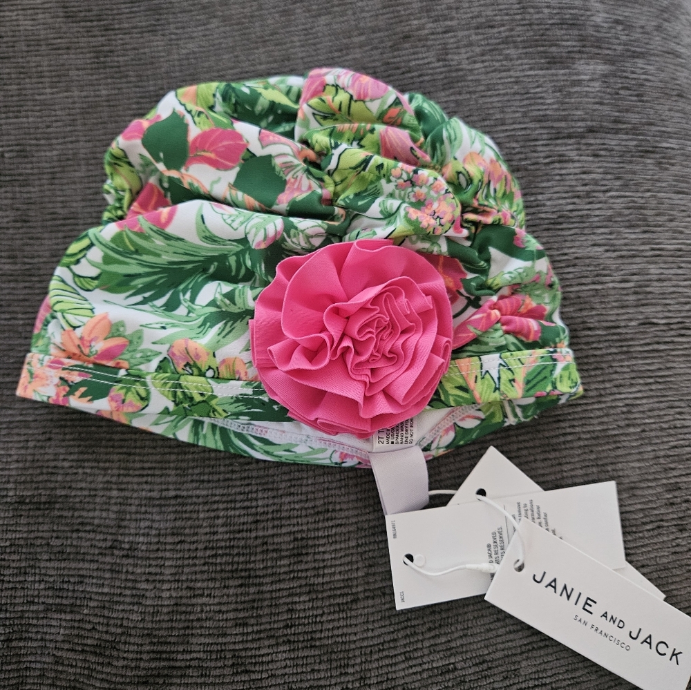 Janie and Jack 100048857 Recycled Tropical Floral Swim Headwrap hat NWT